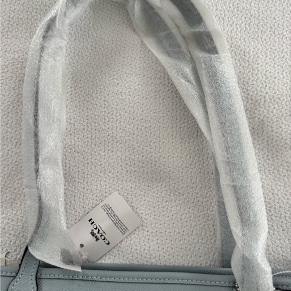 Coach Sky Blue Leather Zip Top Tote Bag - Picture 2 of 13